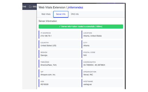 Web Vitals screenshot 1