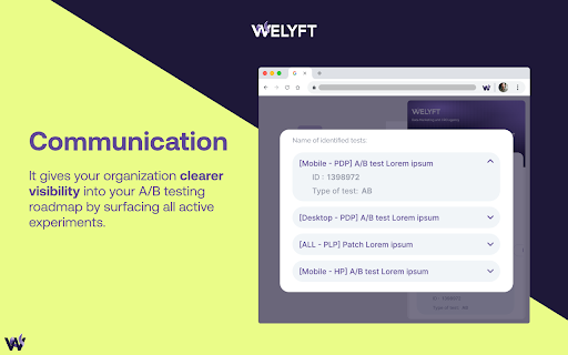 Welyft I A/B Tests identifier screenshot 1