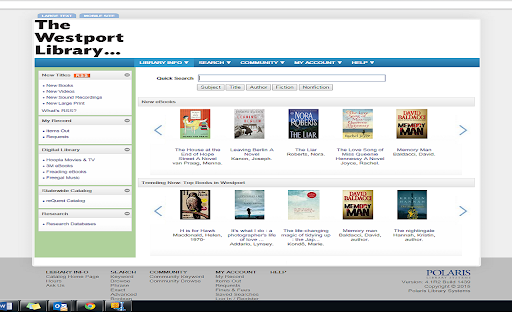 WESTPORT LIBRARY CATALOG screenshot 1