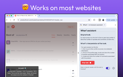 Wharf - in-browser assistant screenshot 1