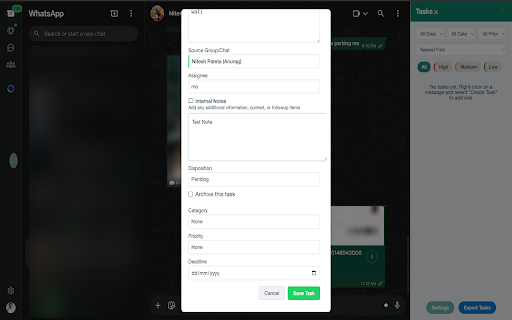 WhatsApp Task Creator screenshot 1