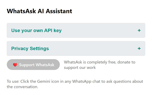 WhatsAsk AI Assistant screenshot 1