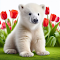 White bear and flowers logo