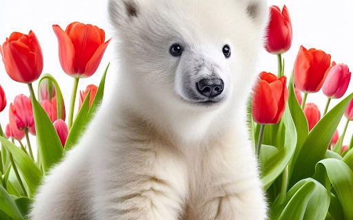 White bear and flowers screenshot 1
