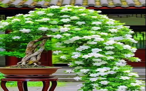 White Flower Waterfall Bonsai Wallpaper screenshot 1