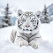 white tiger lying on snow wallpaper logo