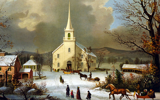 Winter Christmas church house painting theme screenshot 1