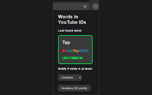 Words in YouTube IDs screenshot 1