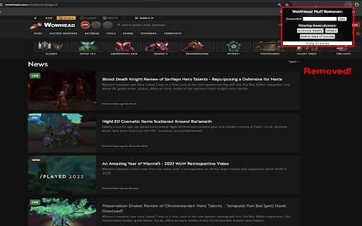 WoWHead Fluff Remover screenshot 1