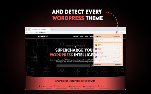 WPoptic - Detect WordPress plugins and theme instant on websites screenshot 1