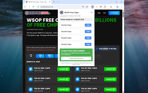 WSOP Free Chips: Daily Promo Codes For WSOP screenshot 1