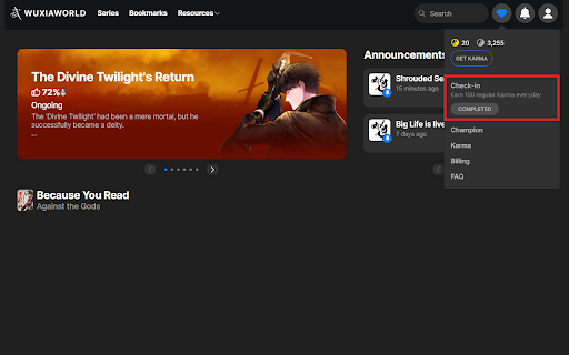 WuxiaWorld Auto-CheckIn screenshot 1