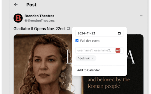 X Calendar Extension screenshot 1