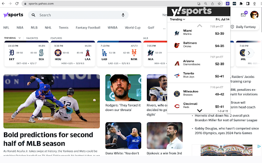 Yahoo Sports OneClick screenshot 1