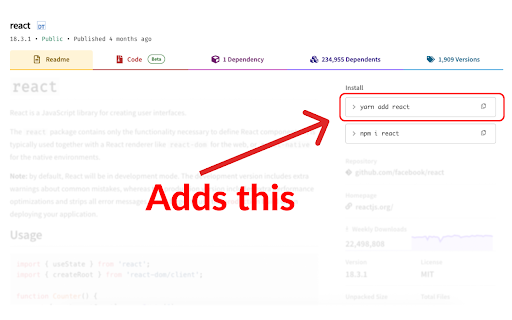 Yarn for NPMJS screenshot 1