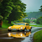 Yellow classic car wallpaper logo