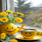Yellow tea set wallpaper logo