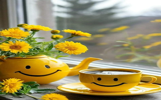 Yellow tea set wallpaper screenshot 1