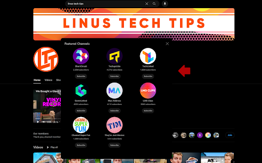 YouTube Channels Tab Alternative screenshot 1