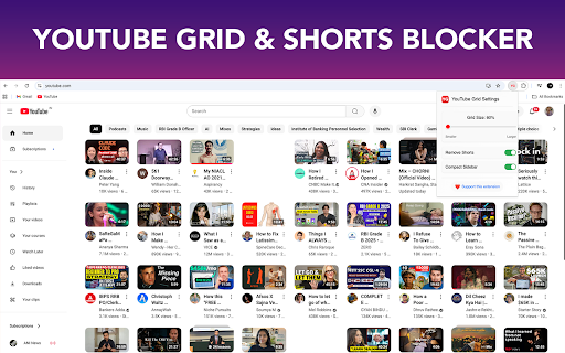 YouTube Grid & Shorts Blocker screenshot 1