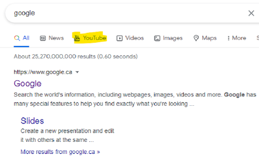 Youtube Searching Embeded in Google Search screenshot 1