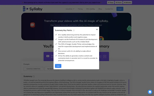 Youtube Summarizer - Syllaby screenshot 1