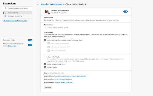 YouTube to Perplexity AI screenshot 1