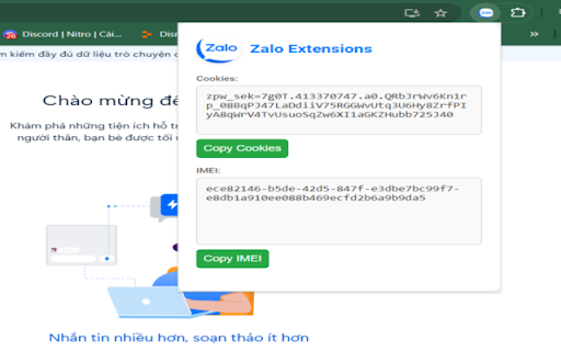 Zalo cookies screenshot 1